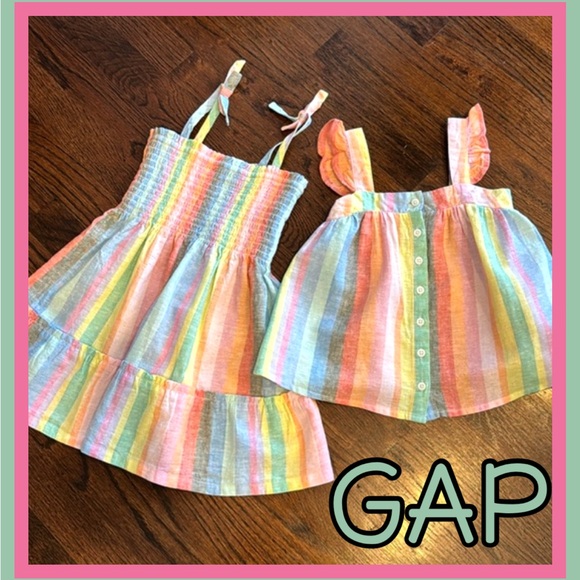 GAP Other - GAP RAINBOW COLOR SUNDRESS & MATCHING TOP Sz 3 & 4